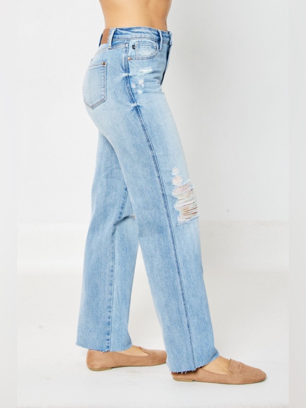 Judy Blue Rigid High Waist 90's Destroyed Straight Jean - Misses and Plus Sizes - Picture 6 of 6